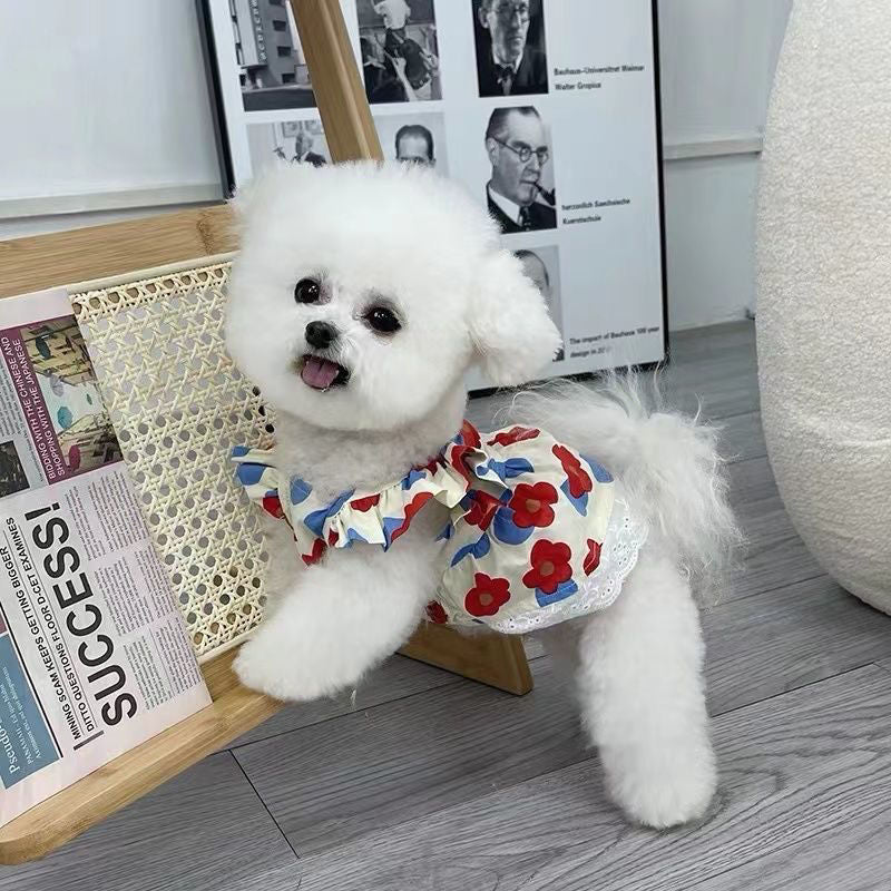 Dog Cat Floral Dress Pet Clothes