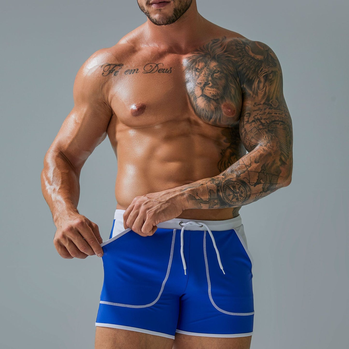 Statement Side Pocket Men's Stretch Boxer Swim Shorts