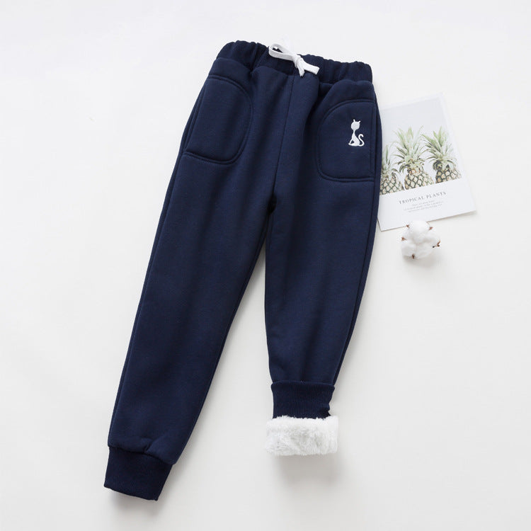 Girls Plus Velvet Padded Warm Pants Children's Cotton Pants