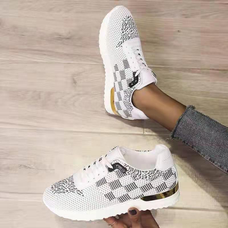 Mesh Sports Large Size Platform Single Round Toe Casual Mesh Shoes Women