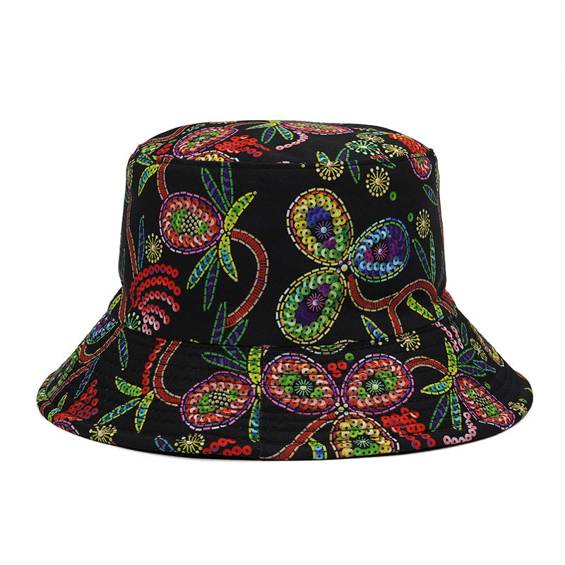 Men's And Women's Outdoor Printed Sunshade Double Basin Hat