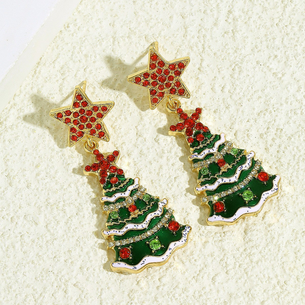 Women's Fashion Colorful Oil Necklace Christmas Tree Earrings