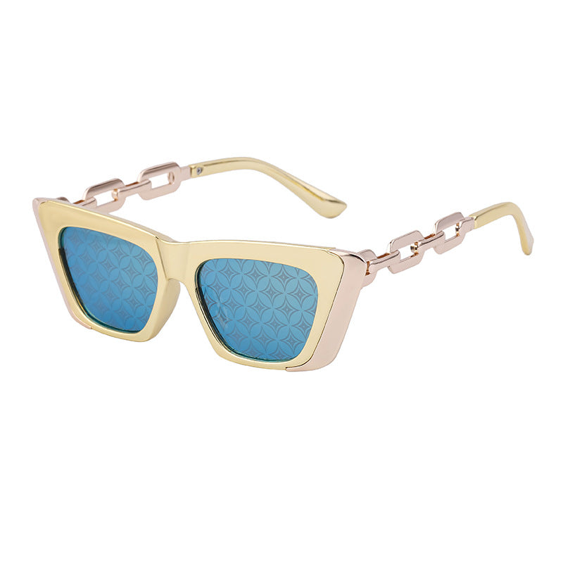 Chain Small Frame Sunglasses Personality Cat Eyes