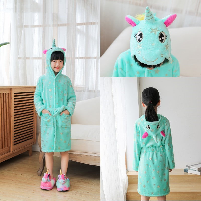 Tenma Bathrobe Flannel New Children's Home Clothes Nightgown