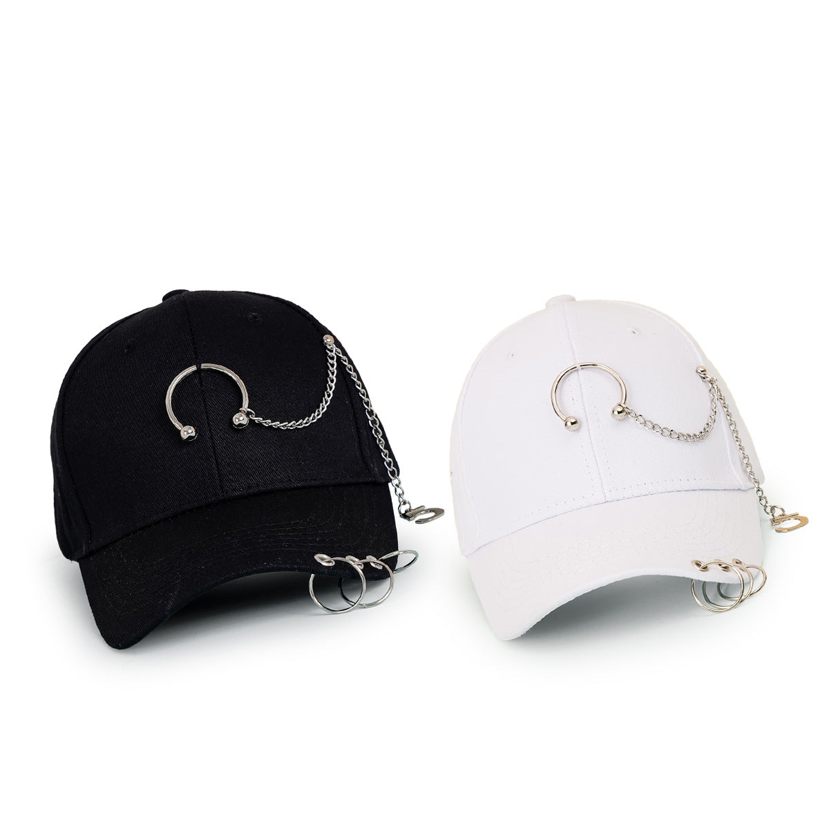 Wide-brimmed Baseball Hat With Chain Hoop