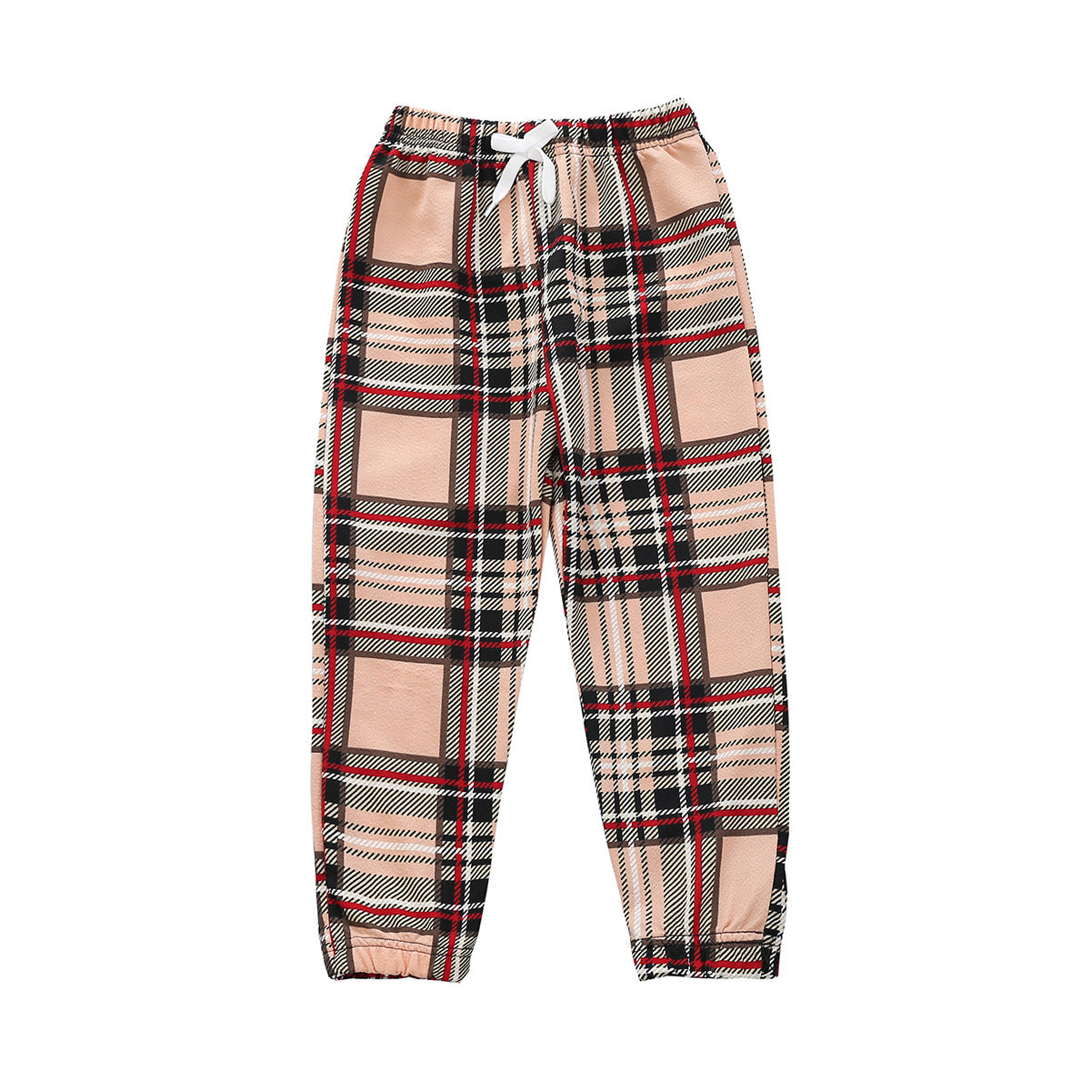 Girls Fashion Casual Plaid Print Trousers