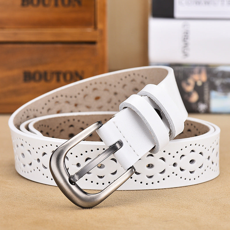 Ladies Hollow Pin Buckle Punch Free Belt