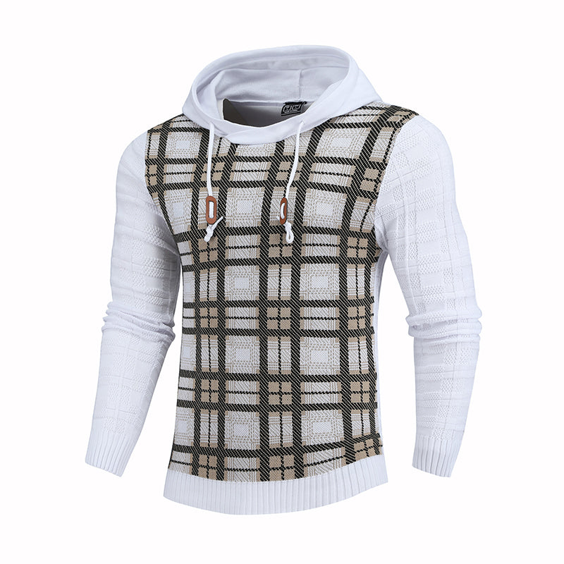 Pullover Plaid Image Multi-Color Lines Men Hoodies