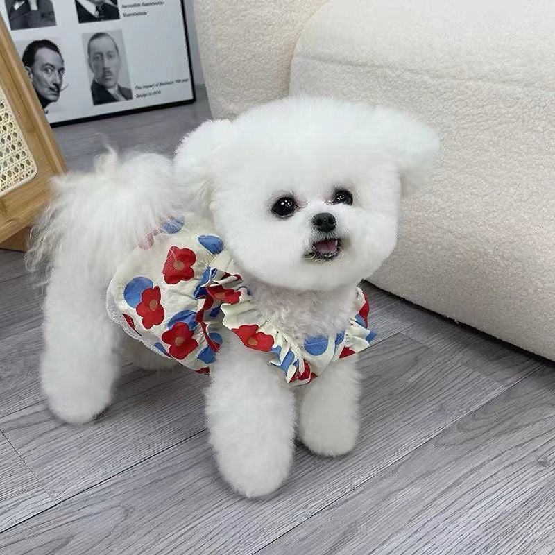 Dog Cat Floral Dress Pet Clothes