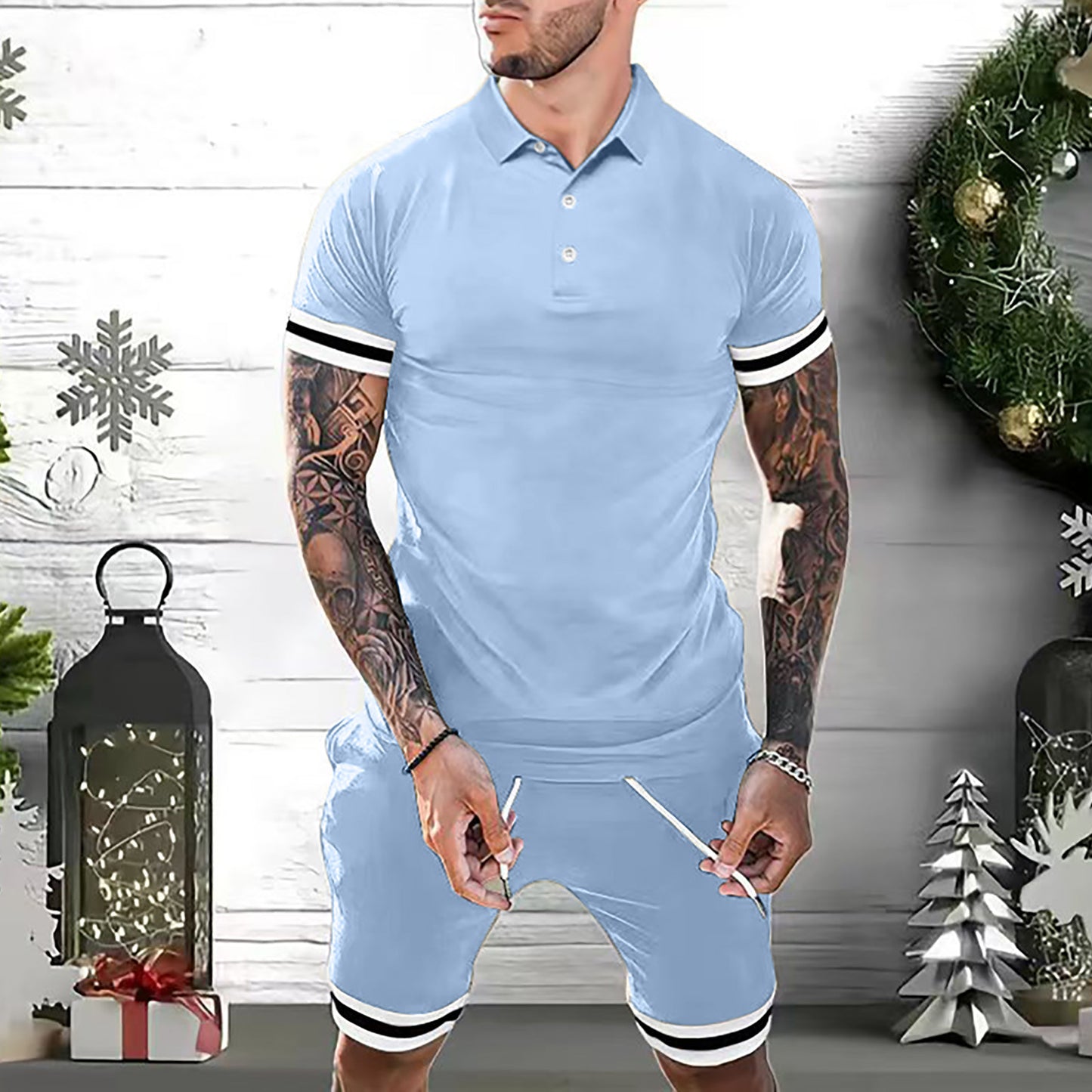 2 Piece Casual Short Sleeve And Shorts Set