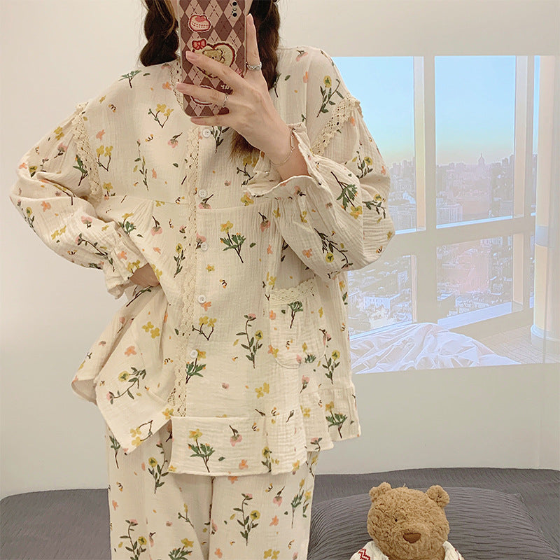 Breathable Casual Floral Pajama Set