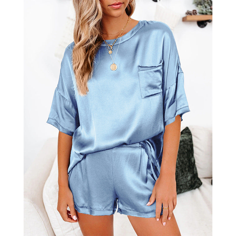 Pajama Set Short Sleeve Sleepwear Women Home Clothing