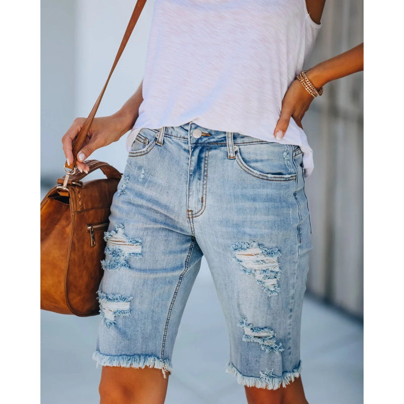 Women's Fiery Ripped Denim Shorts