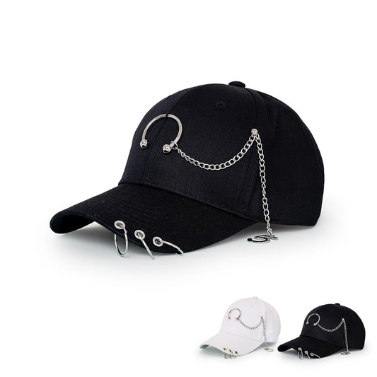 Wide-brimmed Baseball Hat With Chain Hoop