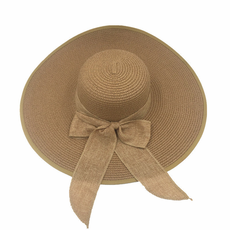 Ladies Foldable Sun Protection Shade Big Brim Straw Hat