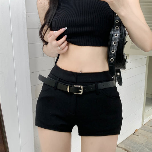 Black High Waist Little Casual Shorts Girl