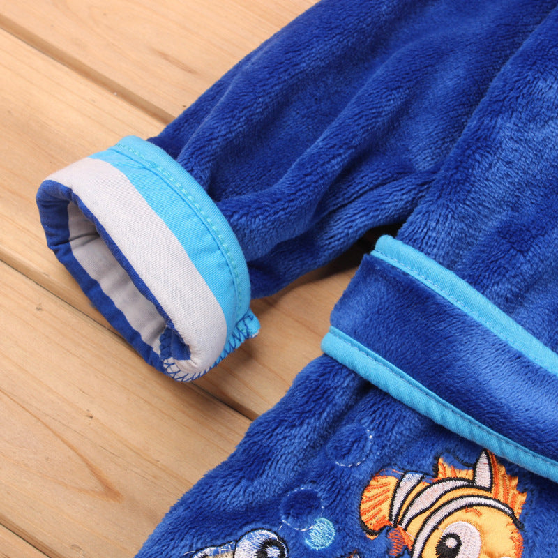 Boys And Girls Belt Cartoon Homewear Bathrobe