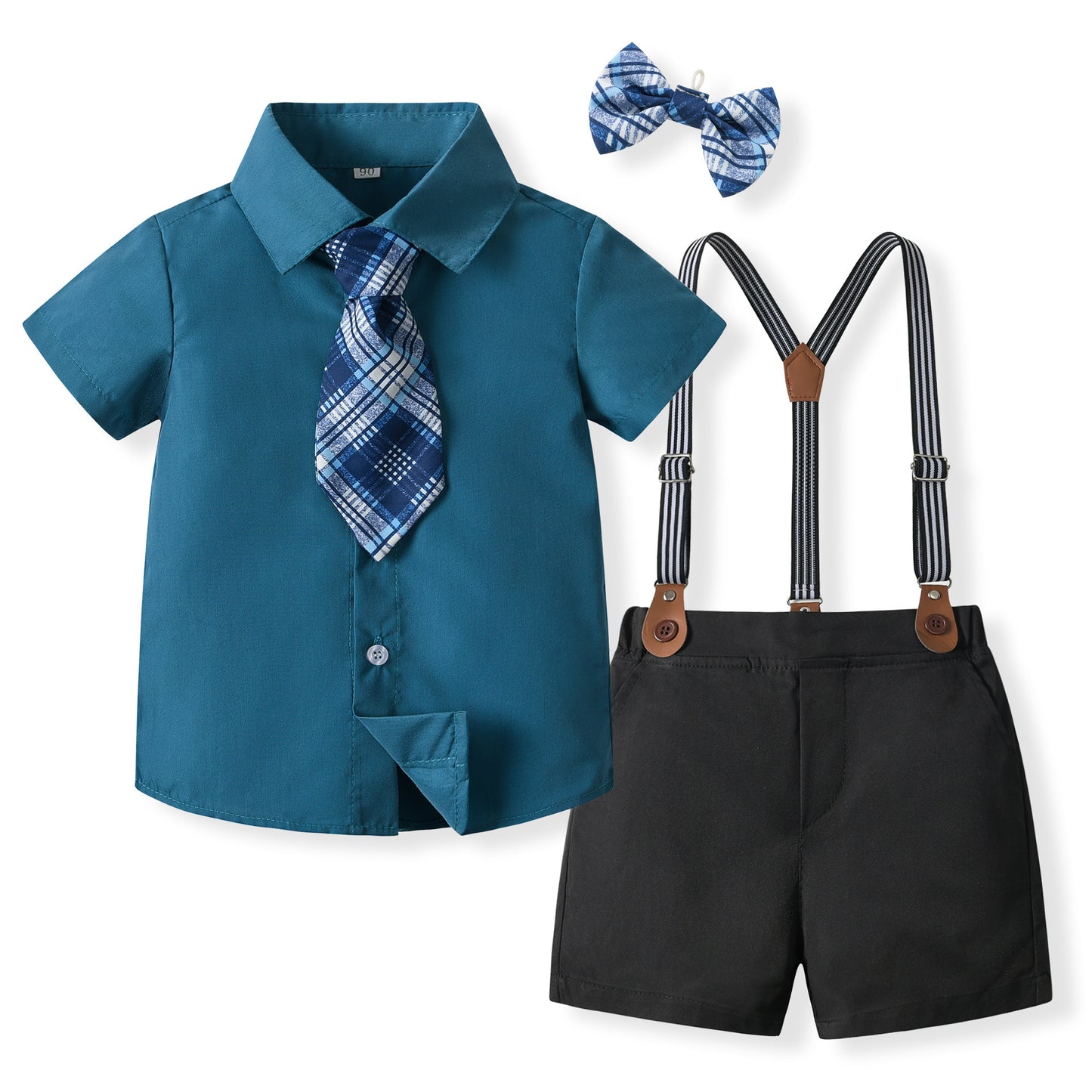 Boys' Shirt Bow Tie Suspender Pants Suit