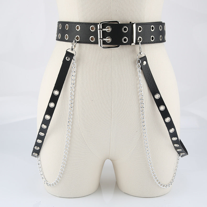 Fashion With Dresses Jk Jacket Decorative Waist Seal Dark Chain Punk Belt