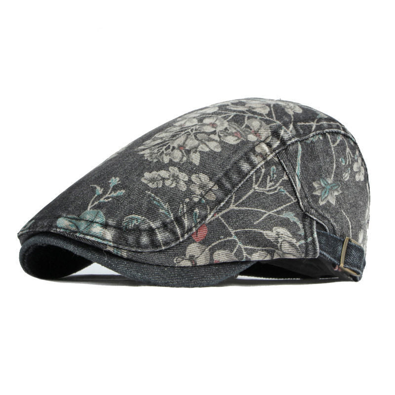 Denim Hat Advance Hats Flower Printed All-matching Peaked Cap