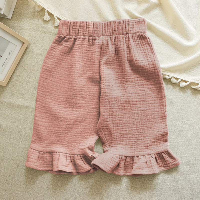 Girls' All Match Cotton Ruffled Shorts