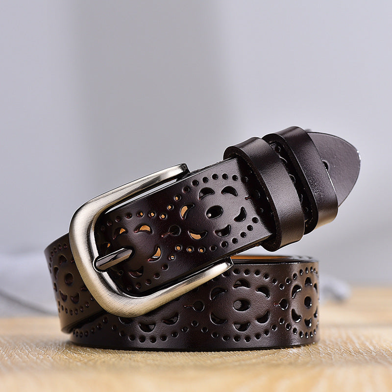 Ladies Hollow Pin Buckle Punch Free Belt