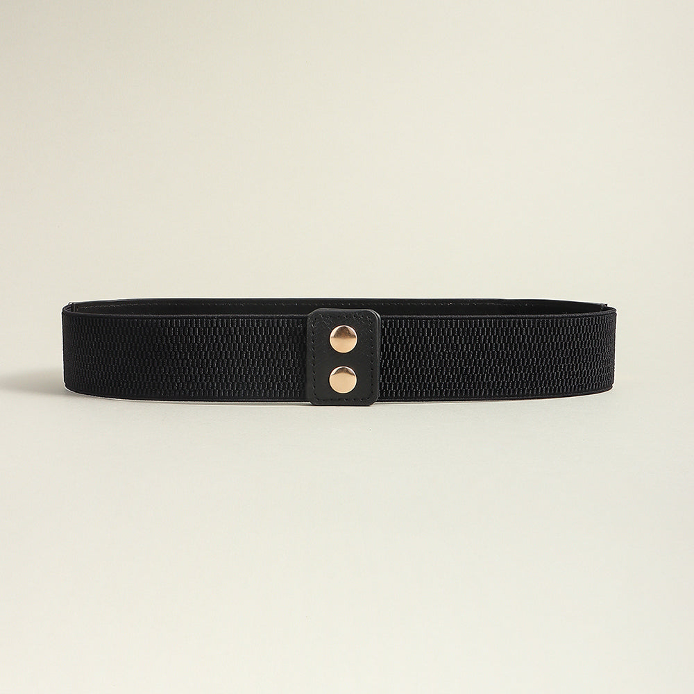 Punk Gold Rivet Chain Women's Belt Women's Elastic Stretch Wide Waist Corded Waist Black Slim Belt