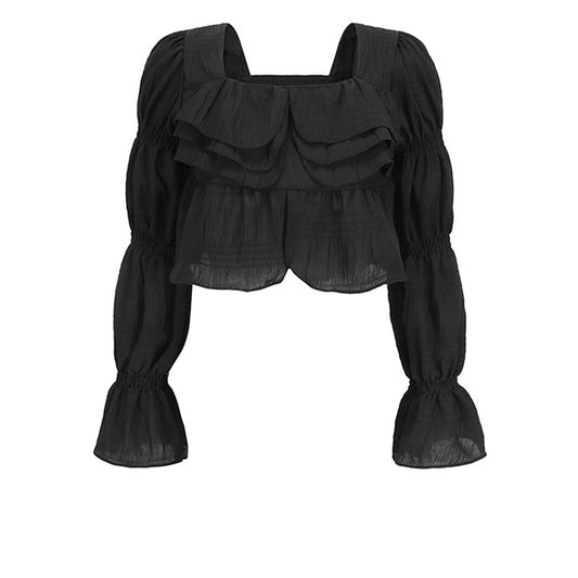 French Ruffle Shirt Versatile Hot Girl Top