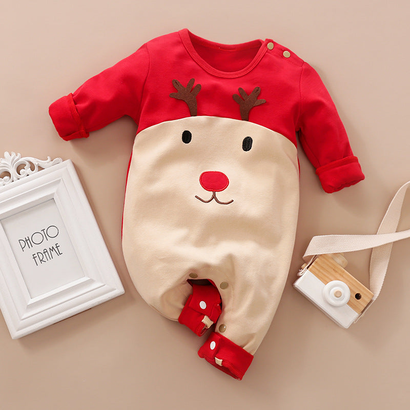 Autumn And Winter Christmas Long Sleeves Newborn Baby Jumpsuit