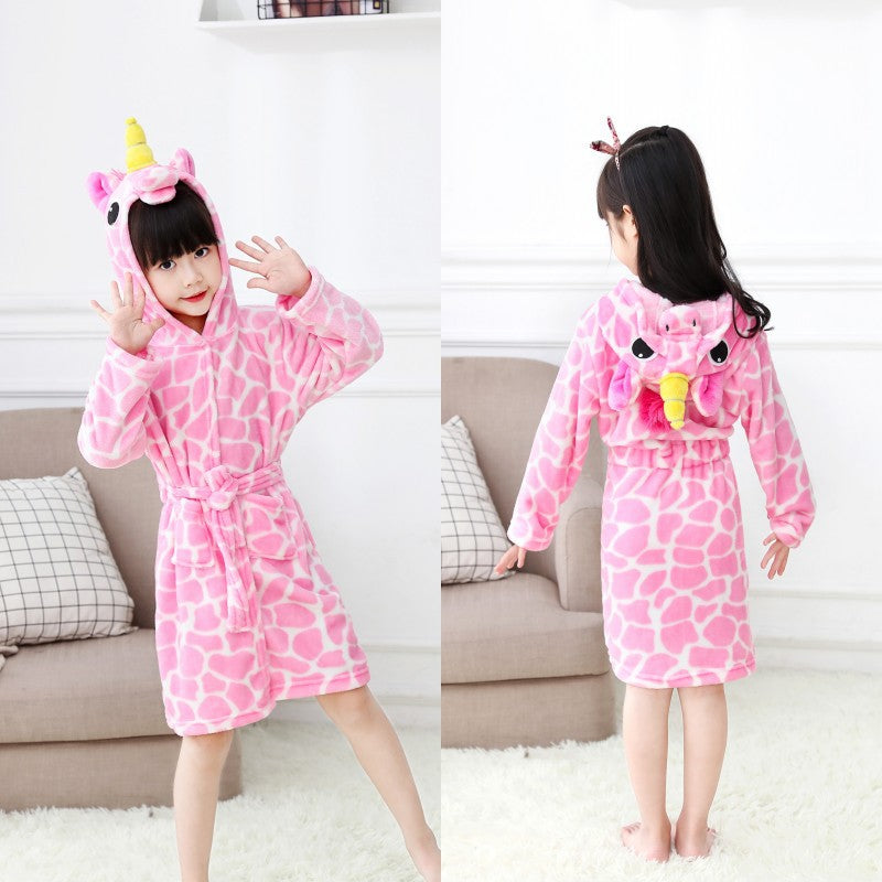 Tenma Bathrobe Flannel New Children's Home Clothes Nightgown