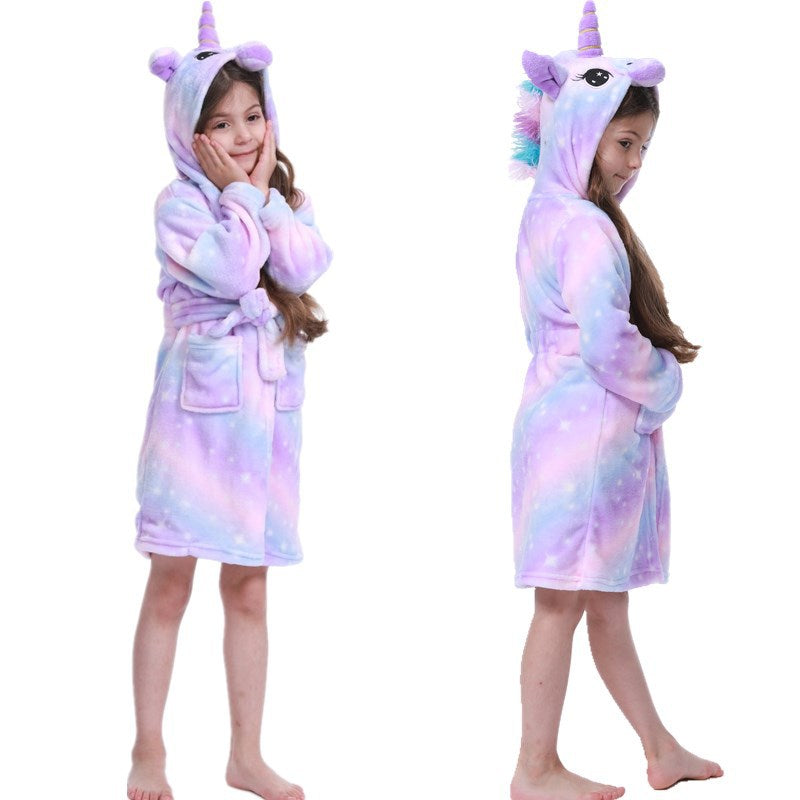 Tenma Bathrobe Flannel New Children's Home Clothes Nightgown