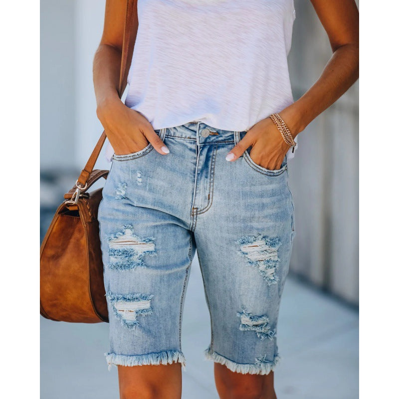 Women's Fiery Ripped Denim Shorts