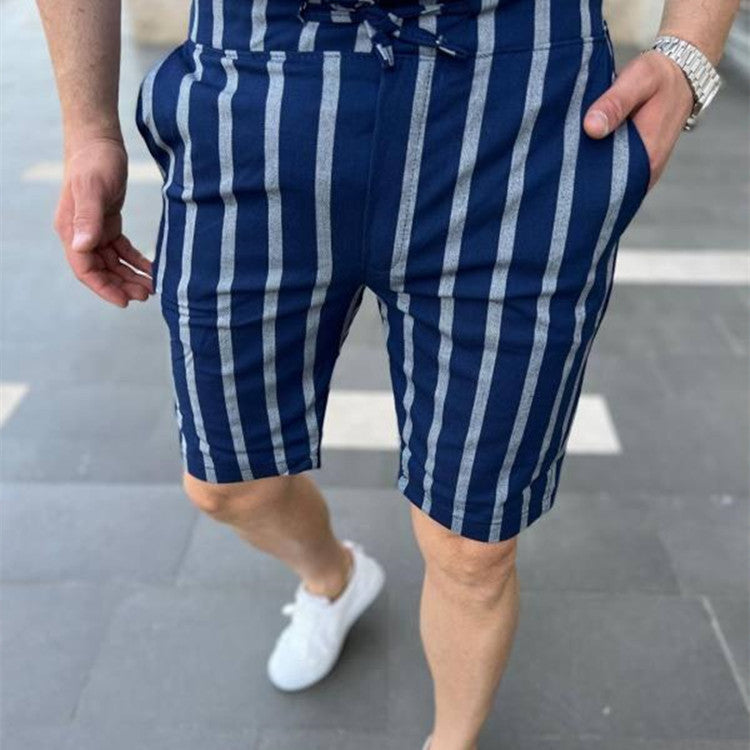 Men's Fashion Casual Plaid Striped Shorts