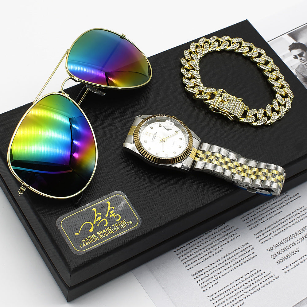 Wristwatch Glasses New Men's Watch Business Foreign Trade Sunglasses Watch Gift Box Suit