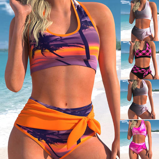 New Bikini Digital Printing Fashion Split Swimwear