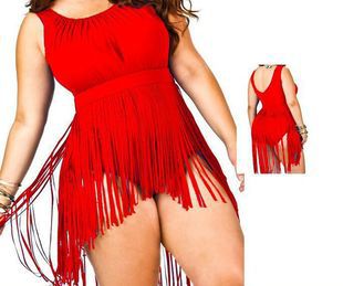 Triangle Slimming Plus Size XL-6XL Underwire Tassels Lady Plus Size Swimwear