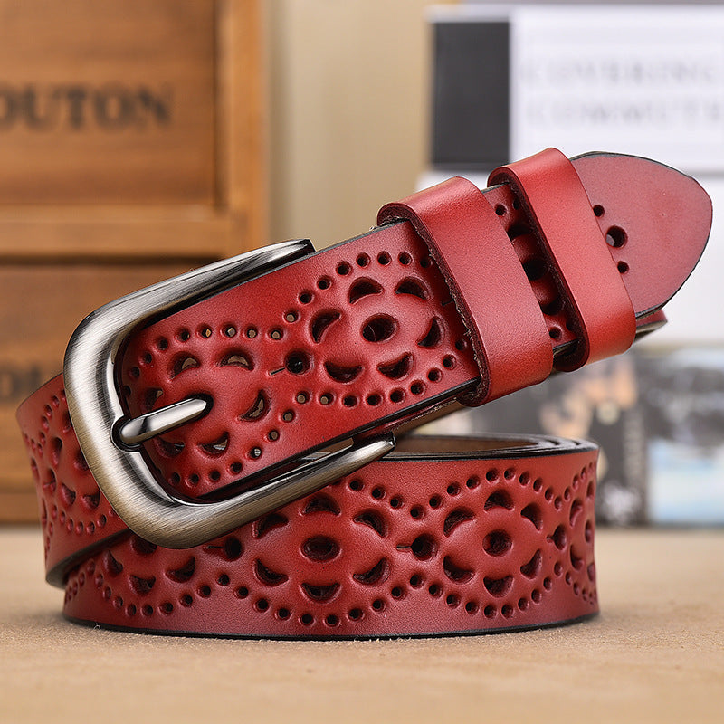 Ladies Hollow Pin Buckle Punch Free Belt