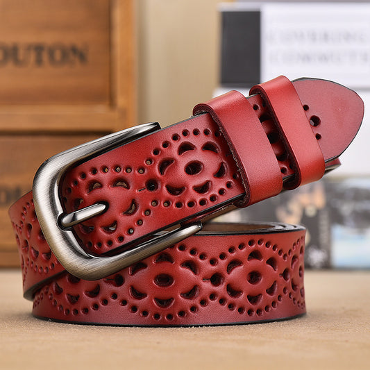 Ladies Hollow Pin Buckle Punch Free Belt