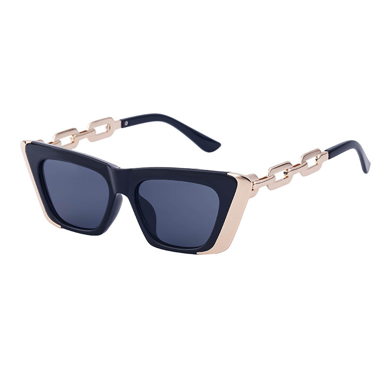 Chain Small Frame Sunglasses Personality Cat Eyes