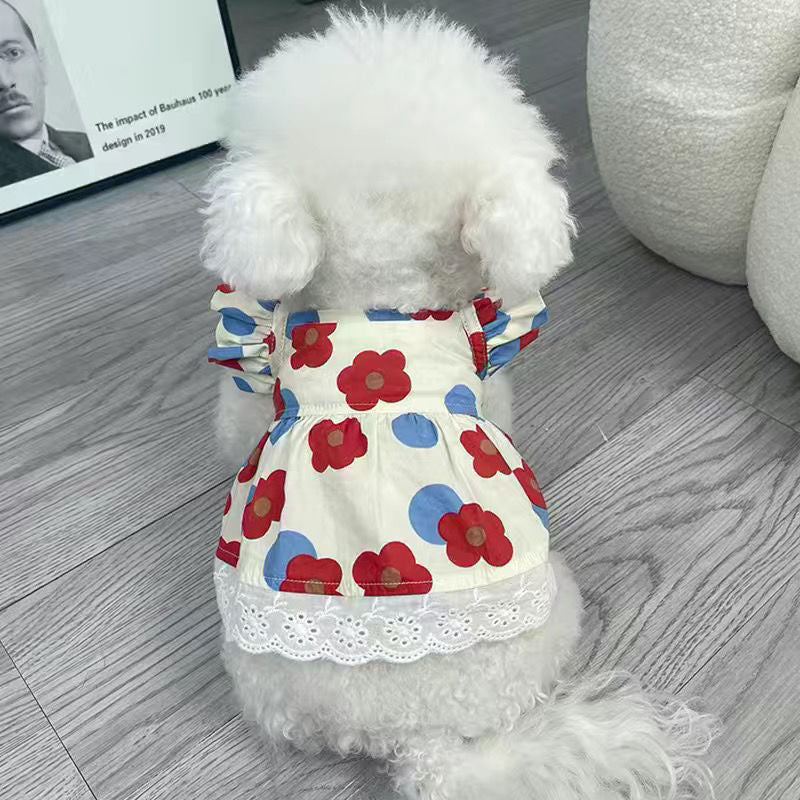 Dog Cat Floral Dress Pet Clothes