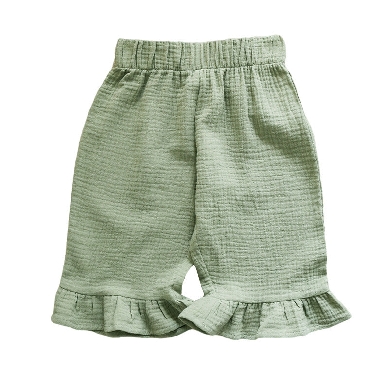 Girls' All Match Cotton Ruffled Shorts